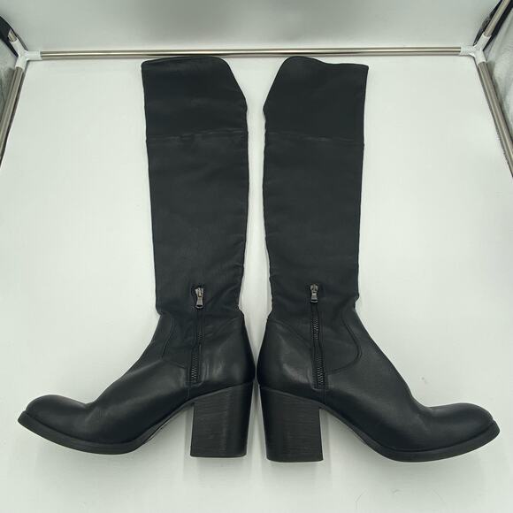 Barneys New York Black Soft Leather Pull On Over The Knee Boots Size 40 - Picture 5 of 11